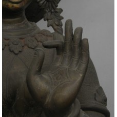Bronze statue of Laxmi, four-point symbol, cross on the hand